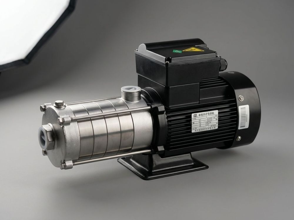 Bomba de 1.5 HP con múltiples etapas en acero inoxidable. Genera alta presión constante con funcionamiento silencioso.