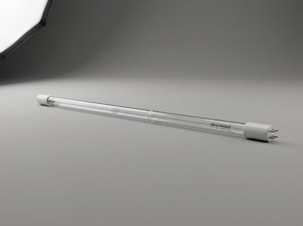 Foco germicida ultravioleta (UV-C) de 25 Watts. Diseño "Single Ended" con 4 pines en un solo lado. Repuesto para sistemas de esterilización de agua.